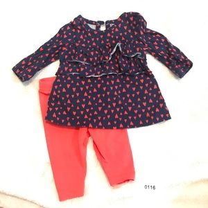 Girls navy with red hearts top and pants newborn